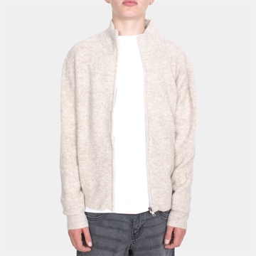 Grunt Gotfred LS Zip Brush Knit Sand